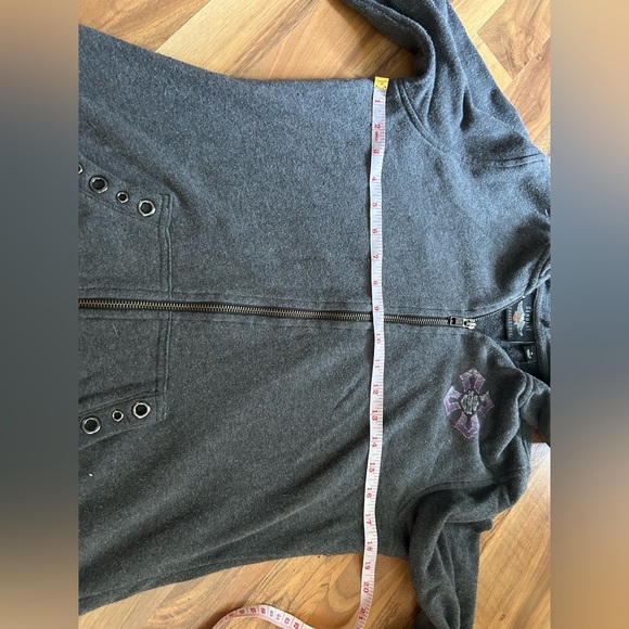 Harley-Davidson Gray Zip-Up Hoodie Sweatshirt - Picture 2 of 4